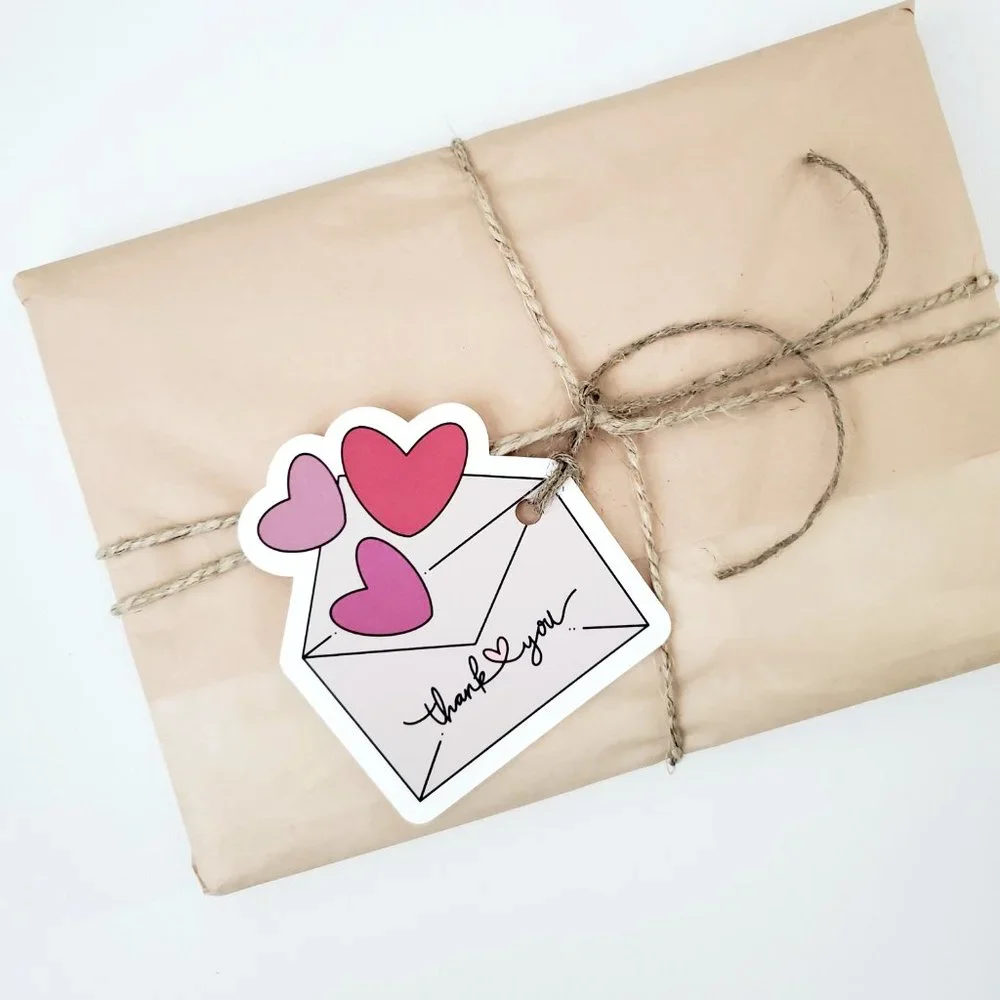 LB066 HANG TAGS Lots of Love Heart Envelope Says Thank You [Price Firm] - Picture 5 of 8